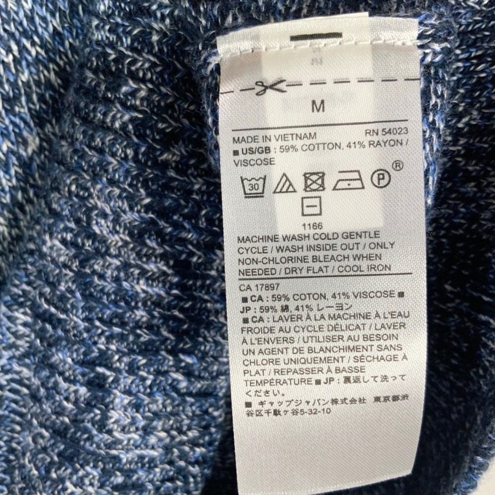 Banana Republic Blue Marled Knit Top M Pullover Crew Neck Short Sleeve Pointelle - Picture 5 of 6